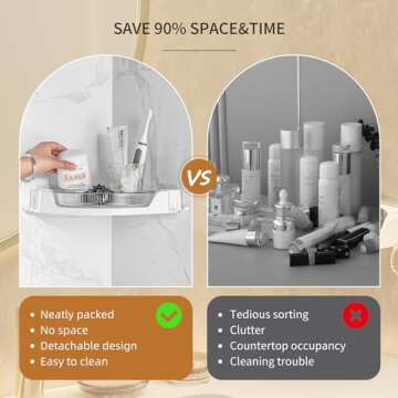 DOADW Shower Caddy Corner - 360° Rotating Lazy Susan Shower Organizer Corner Bathroom Organizer with 2 Hole Rack - Wall Mounted Shower Shelves for Bathroom, Shower, Dorm