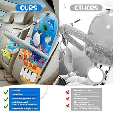 Adjustable Baby Car Seat Toys with Musical Piano