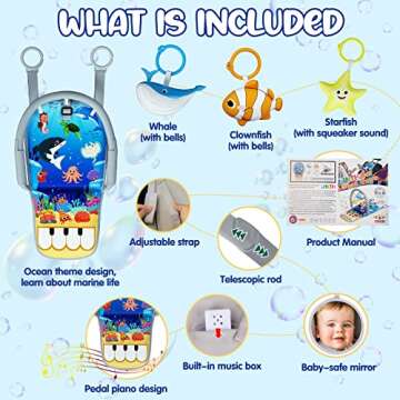 Adjustable Baby Car Seat Toys with Musical Piano