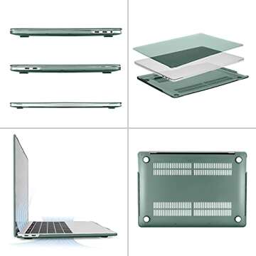 MOSISO Compatible with MacBook Pro 13 inch Case M2 2025, 2024, 2023, 2022-2016 A2338 M1 A2251 A2289 A2159 A1989 A1708 A1706, Plastic Hard Shell&Keyboard Cover&Screen Film&Storage Bag, Midnight Green