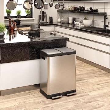 iTouchless SoftStep 16 Gallon Trash Can & Recycle Bin