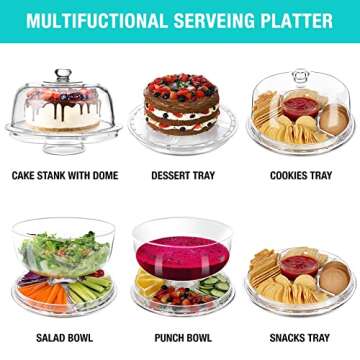 Masthome Cake Stand with Demo Cover, 6 in 1 Multi-Functional Serving Platter Display Stand for Chris...