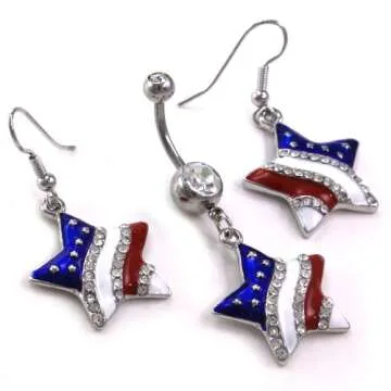 Soulbreezecollection USA American Flag Stars Patriotic 4th of July Independence Day Dangle Earrings ...