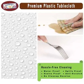 PARTY ULYJA Red & White Gingham Checkered Tablecloths Plastic 3-Pack Premium 54 Inches x 108 Inches Disposable Table Covers Decorative Table Cloths for Rectangle Tables