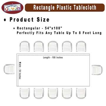 PARTY ULYJA Red & White Gingham Checkered Tablecloths Plastic 3-Pack Premium 54 Inches x 108 Inches Disposable Table Covers Decorative Table Cloths for Rectangle Tables