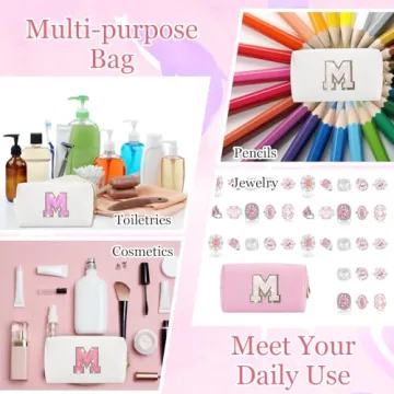 Personalized Glitter Initial Makeup Bag for Women & Girls
