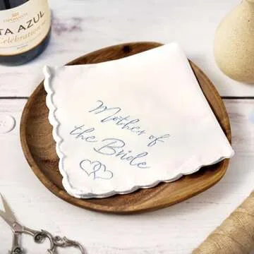 W&F GIFT Wedding Handkerchief - 12" x 12" - Something Blue for Bride on Wedding Day - Mother of the Bride Gifts, Bridal Wedding Hankie - Mom Handkerchief Wedding Gifts for Bride from Daughter