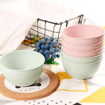 shopwithgreen Unbreakable Wheat Straw Plastic Kids Bowls - 16 OZ Lightweight Sturdy Bowls for Baby Children Toddler - Microwave and Dishwasher Safe