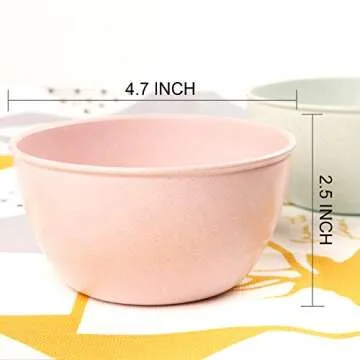 shopwithgreen Unbreakable Wheat Straw Plastic Kids Bowls - 16 OZ Lightweight Sturdy Bowls for Baby Children Toddler - Microwave and Dishwasher Safe