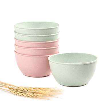 shopwithgreen Unbreakable Wheat Straw Plastic Kids Bowls - 16 OZ Lightweight Sturdy Bowls for Baby Children Toddler - Microwave and Dishwasher Safe