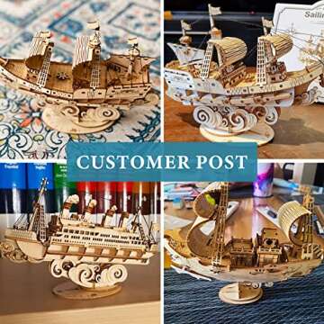 RoWood 3D Vintage Wooden Ship Model Puzzle Kit