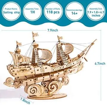 RoWood 3D Vintage Wooden Ship Model Puzzle Kit