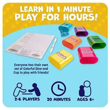 Farkle Deluxe Dice Games Set Includes 36 Colorful Dice, 6 Rolling Cups, Rolling Tray, and Score Sheets The Classic Push-Your-Luck Dice Game