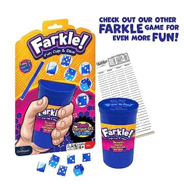 Farkle Deluxe Dice Games Set Includes 36 Colorful Dice, 6 Rolling Cups, Rolling Tray, and Score Sheets The Classic Push-Your-Luck Dice Game