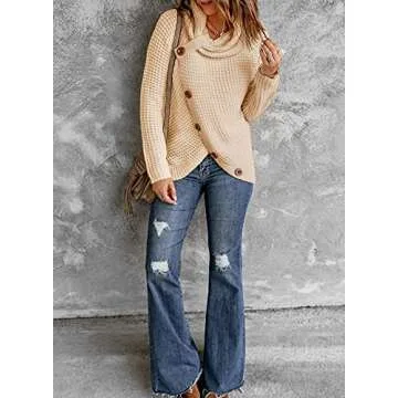 Asvivid Cowl Neck Sweater for Women - Stylish & Cozy