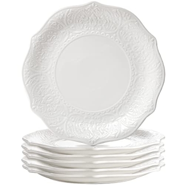 SOUJOY 6-Piece Set of Porcelain Dinner Plates - Elegant Design for All Occasions