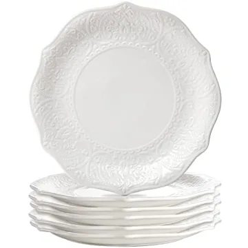 SOUJOY 6-Piece Set of Porcelain Dinner Plates - Elegant Design for All Occasions