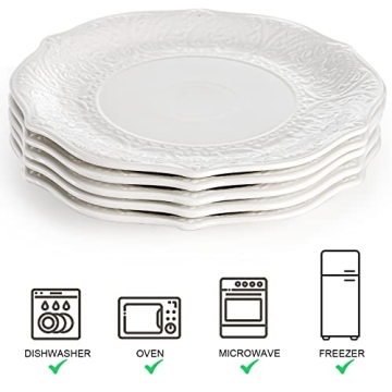SOUJOY Set of 6 Elegant Porcelain Dinner Plates - Timeless Design
