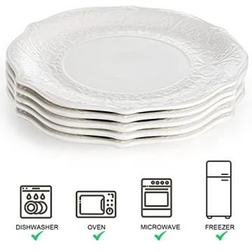 SOUJOY Set of 6 Elegant Porcelain Dinner Plates - Timeless Design