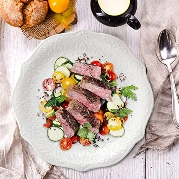 SOUJOY Set of 6 Elegant Porcelain Dinner Plates - Timeless Design