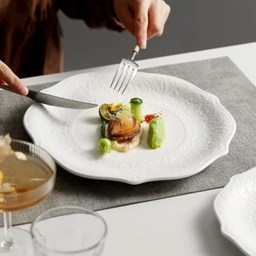 SOUJOY Set of 6 Elegant Porcelain Dinner Plates - Timeless Design