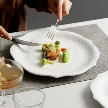 SOUJOY Set of 6 Elegant Porcelain Dinner Plates - Timeless Design