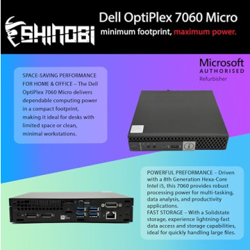 Dell OptiPlex 7060 Micro PC | Intel i5-8500T | 8GB RAM | 256GB SSD | Windows 11 Pro | Wi-Fi+ BT | Mi...
