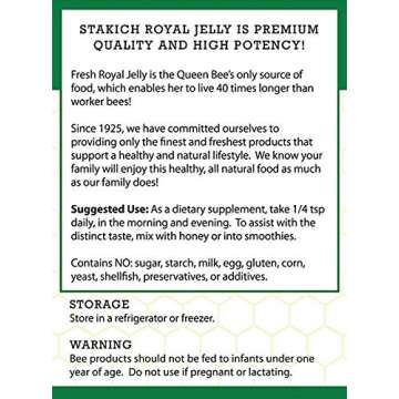 Stakich Fresh Royal Jelly - Pure, All Natural - No Additives/Flavors/Preservatives Added - 2 Ounce (57 Grams)