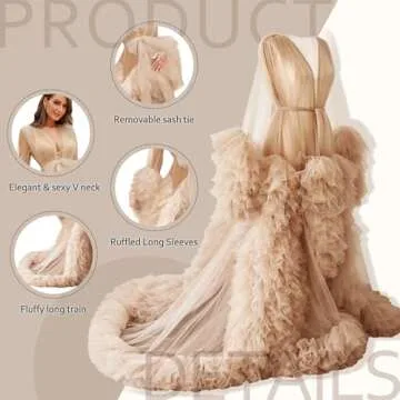 BATHGOWN Sexy Illusion Long Lingerie Tulle Robe Nightgown Bathrobe Sleepwear Bridal Robe Wedding Scarf