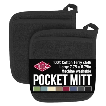 Ritz Terry Pocket Mitt & Hot Pad Set - 100% Cotton Heat Resistant