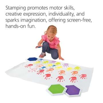 Colorations Classic Primary Colors Jumbo Washable Stamp Pads Washable Ink Pack of 6 (6"L x 7"W) - Classroom Stamping for Kids With Lid