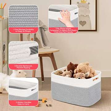 DOFASAYI Cotton Rope Storage Baskets 3-Pack - Eco-Friendly Organizer