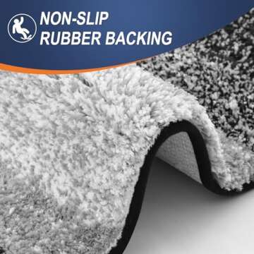 OLANLY Bathroom Runner Rugs 47x17, Extra Soft Absorbent Microfiber Bath Rugs, Rubber Backing, Quick Dry, Machine Washable Bath Mats for Bathroom Floor, Tub, Shower and Home Decor Accessories, Black