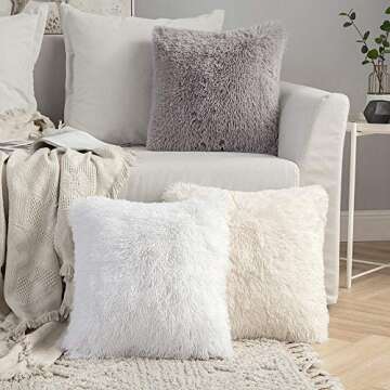 MIULEE Luxury Faux Fur Pillow Covers - Cozy 16x16 Inch Set