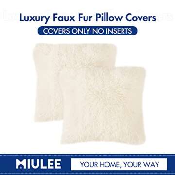MIULEE Luxury Faux Fur Pillow Covers - Cozy 16x16 Inch Set