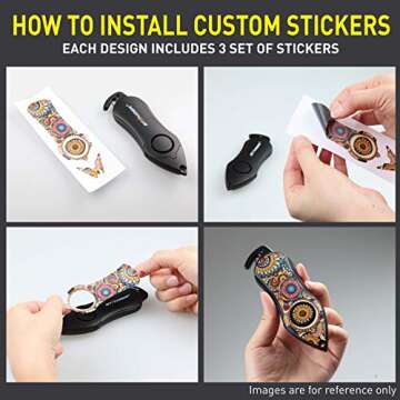 Stinger Personal Alarm Keychain Emergency Tool, Safety Panic Alarm Siren, Seat Belt Cutter, Glass Breaker, Security Device for Women Men Kid, Design in USA (Green Flower)