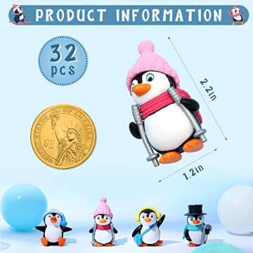 Zhanmai Cute Penguin Characters Toys Collection Playset Mini Cartoon Figures Cake Topper Winter Figu...