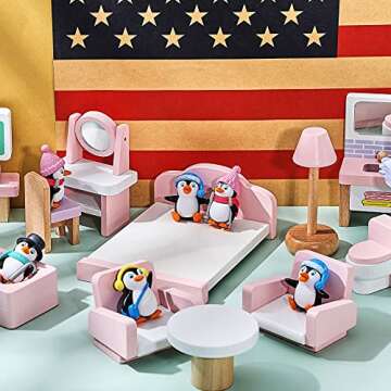 Zhanmai Cute Penguin Characters Toys Collection Playset Mini Cartoon Figures Cake Topper Winter Figurines Cake Decoration for Boy Girl Gift Birthday Landscape Party(12 Pieces)