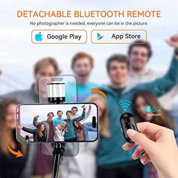 Selfie Stick Tripod with Detachable Wireless Remote, ESSAGER 30" Portable Foldable Mini Selfie Stick & Phone Tripod Stand Compatible with iPhone/Android for Travel (White)