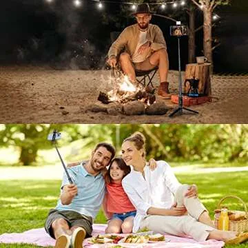 ESSAGER Selfie Stick Tripod with Remote and LED Light