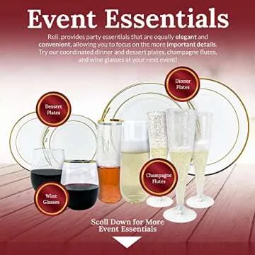 Reli Gold-Rim Disposable Wine Glasses 20 Pack