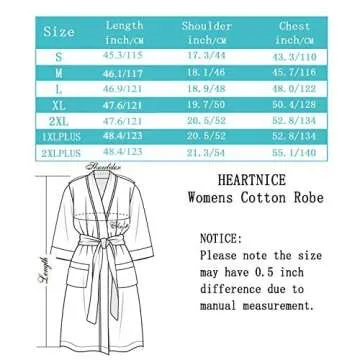 HEARTNICE Womens Cotton Robe, Soft Kimono Spa Knit Long Bathrobe Lightweight Loungewear(Grey mel.,S)