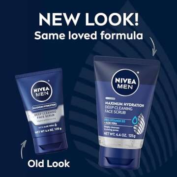 NIVEA MEN Maximum Hydration Deep Cleaning Face Scrub With Aloe Vera, 3 Pack of 4.4 Oz Tubes