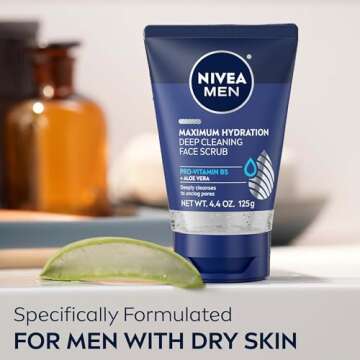 NIVEA MEN Maximum Hydration Deep Cleaning Face Scrub With Aloe Vera, 3 Pack of 4.4 Oz Tubes