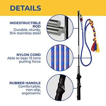 CHEERING PET Flirt Pole, Durable Interactive Dog Toy with Colorful Braided Rope Tether, Exercise Fun...