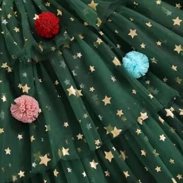 Eadrioss Toddler Baby Girl Christmas Outfit Sleeveless Christmas Tree Dress Star Flower Green Tutu Dresses Christmas Clothes