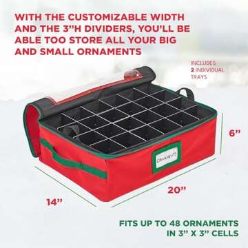 HOLDN’ STORAGE Christmas Ornament Storage Box Underbed