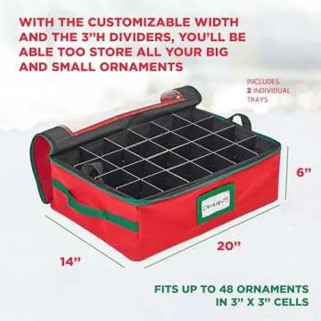 HOLDN’ STORAGE Christmas Ornament Storage Box Underbed