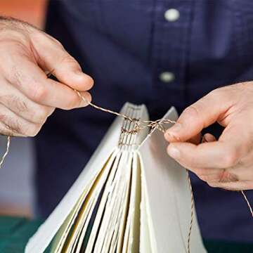 Qtopun Bookbinding Kits, Set of 20 Leather Repair DIY Tools Leather Craft Hand Tools Bone Folder Creaser Waxed Thread Large-Eye Hand Sewing Needles Drilling Awl with Scissors