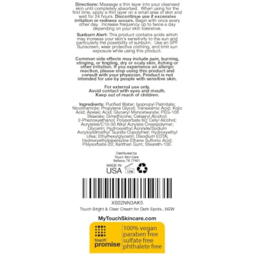 TOUCH Skin Bright Cream for Dark Spots - Effective & Vegan